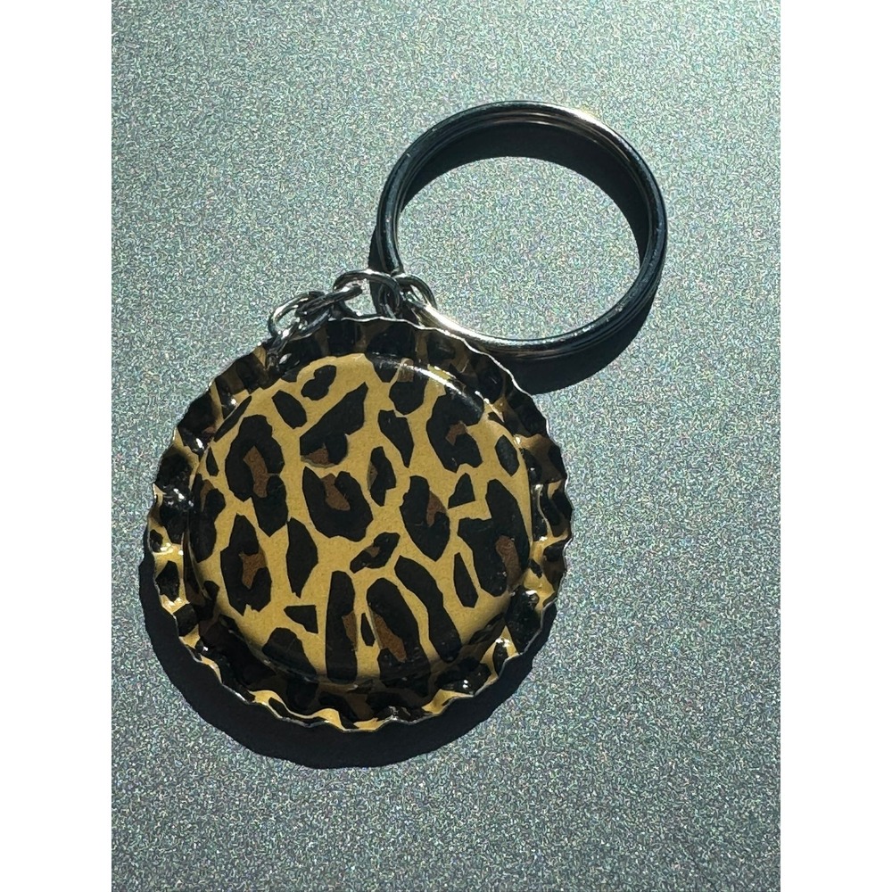 I Heart My Cat‎ Bottle Cap Keychain Leopard Print Animal Print Cat Lover Gift - Picture 4 of 4